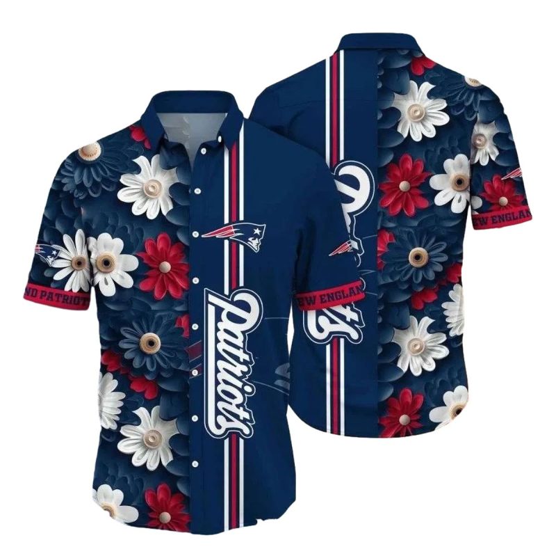 New England Patriots Petals Floral Game Day Elegance Hawaiian Shirt 1