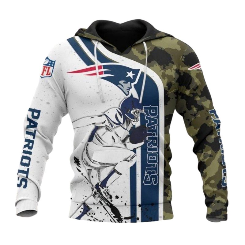New England Patriots Player Cartoon White Camo Aop Hoodie 1