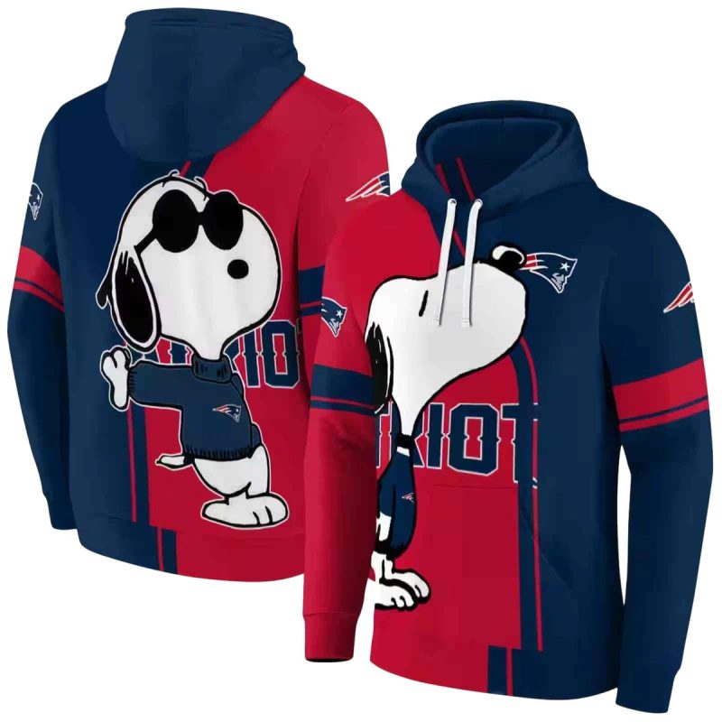 New England Patriots Playful Snoopy Blue Aop Hoodie 1