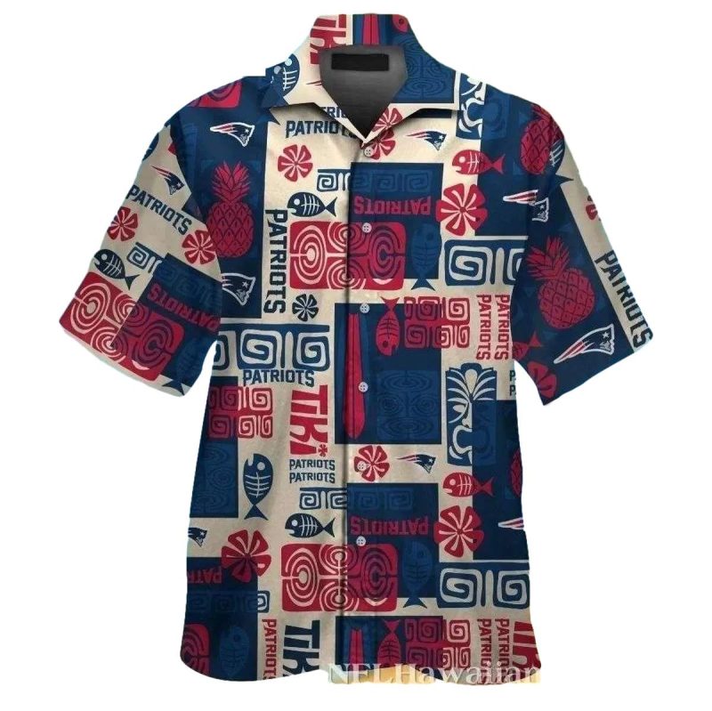 New England Patriots Polynesian Patriots Pride Red And Blue Hawaiian Shirt 1