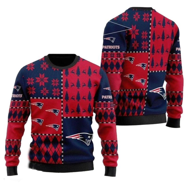 New England Patriots Red Dark Blue Ugly Sweater 1