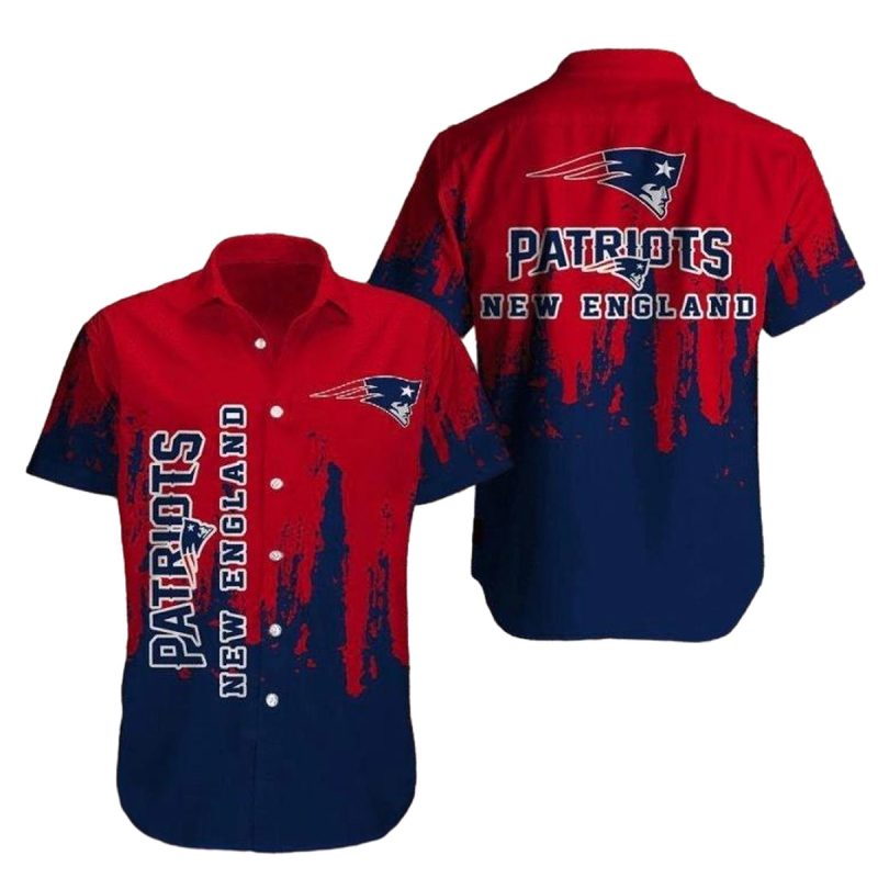 New England Patriots Red Navy Pattern Hawaiian Shirt 1