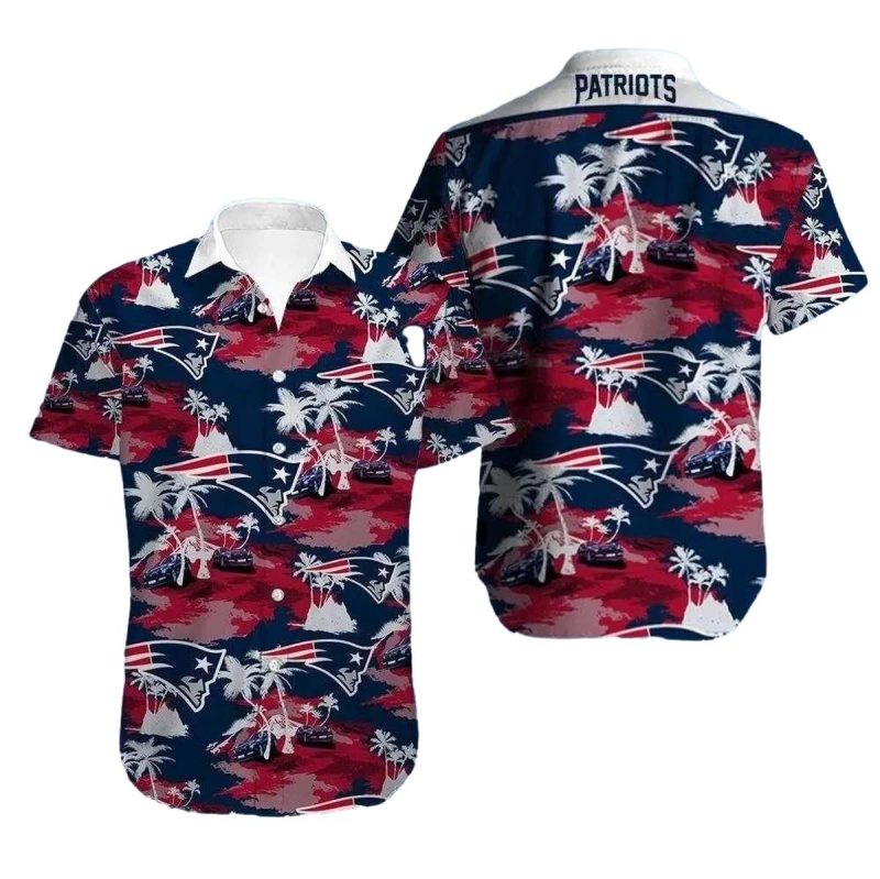 New England Patriots Red White And Palm Sunset Hawaiian Shirt 1