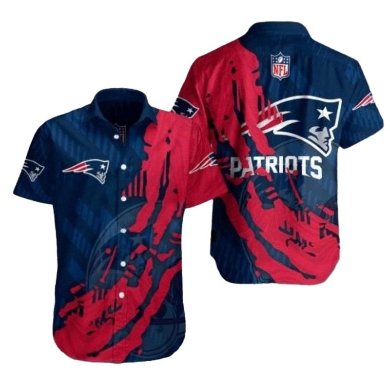New England Patriots Red Zone Blast Abstract Artistic Hawaiian Shirt 1