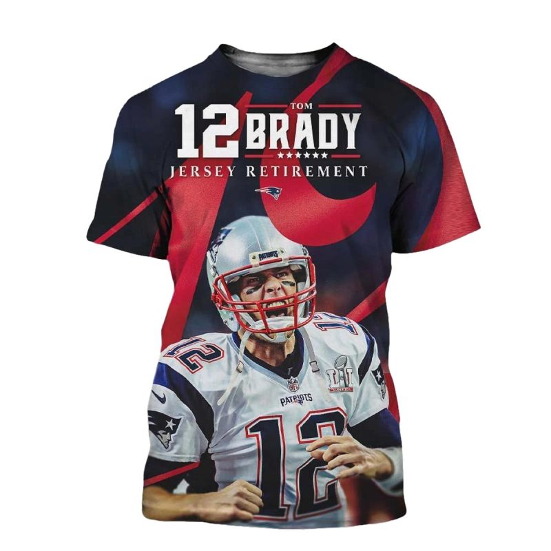 New England Patriots Retired The No 12 Tom Brady Jersey Retirement Aop T Shirt 1