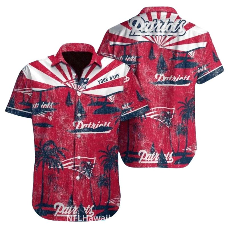 New England Patriots Retro Distressed Red Pattern Hawaiian Shirt 1