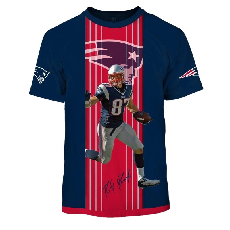 New England Patriots Rob Gronkowski 87 Signature Aop T Shirt 1