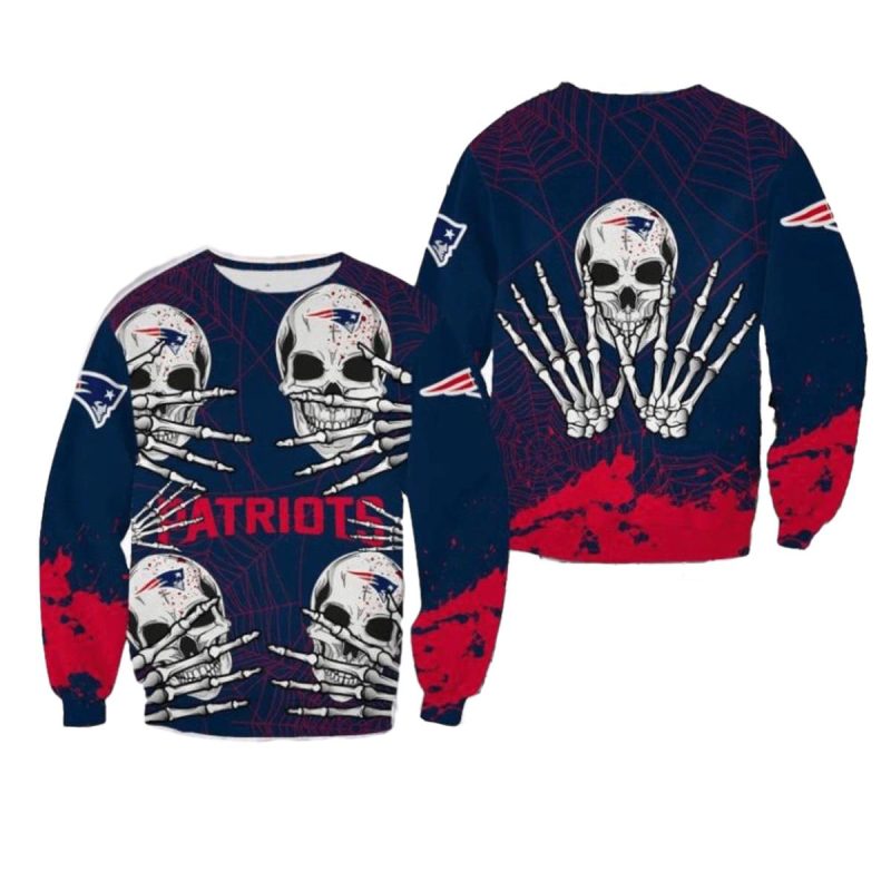 New England Patriots Skull Hallowen Wardrobe Halloween Ugly Sweater 1