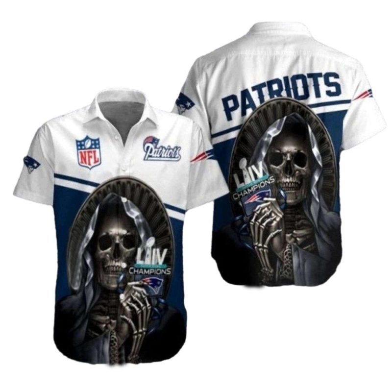 New England Patriots Skull Helmet Champions Super Bowl Liv Tribute Hawaiian Shirt 1