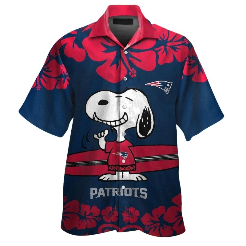 New England Patriots Snoopy Red Hibiscus Hawaiian Shirt 1