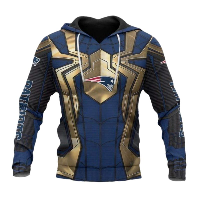 New England Patriots Spider Man Black And Blue Aop Hoodie 1