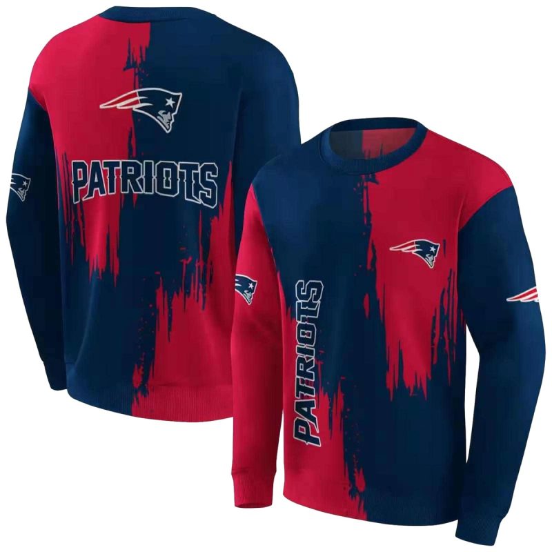 New England Patriots Splatter Effect Blue Aop Sweatshirt 1