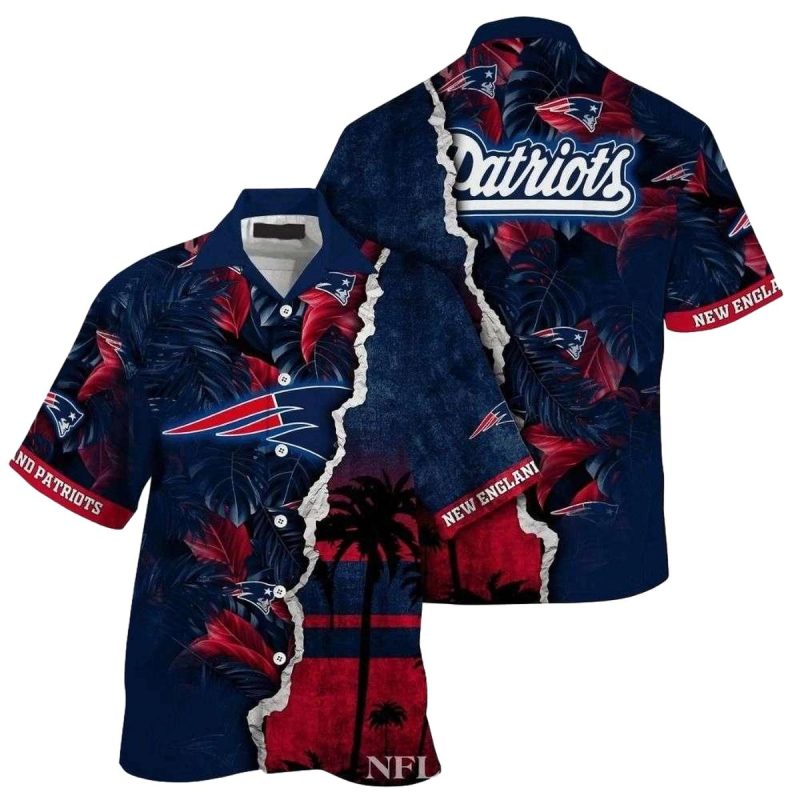 New England Patriots Split Sunset Coconut Tree Hawaiian Shirt 1