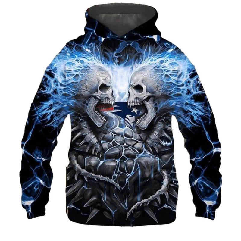 New England Patriots Stone Halloween Skull Aop Hoodie 1