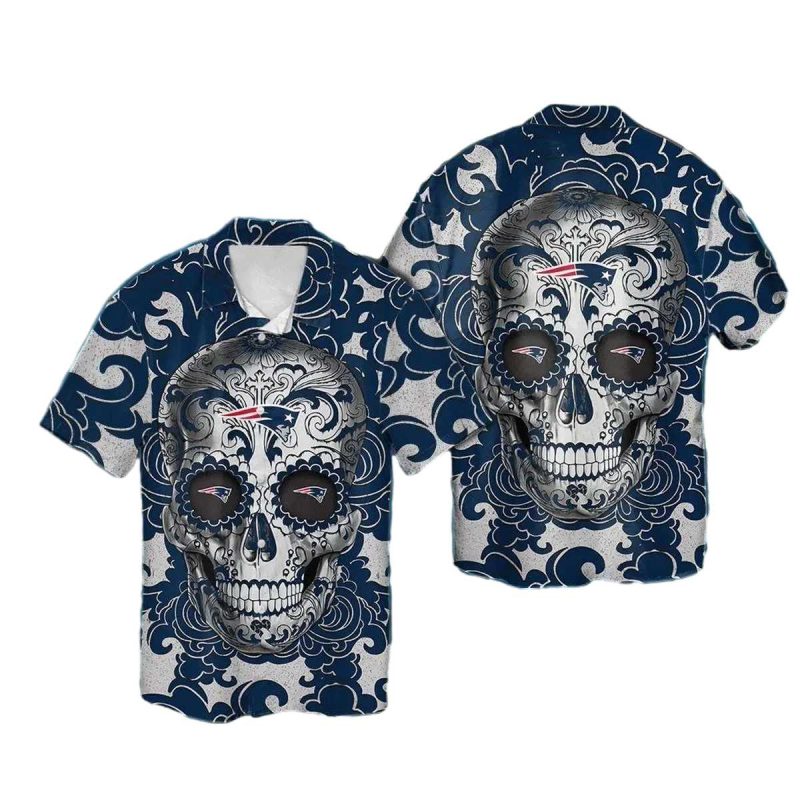 New England Patriots Sugar Skull Hawaiian Shirt 1