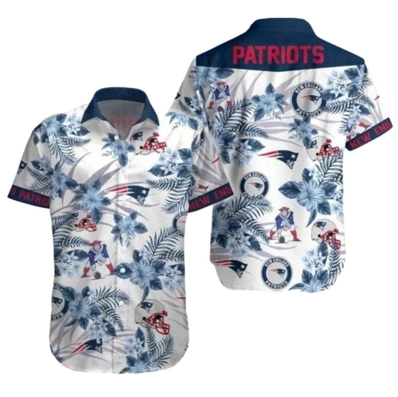 New England Patriots Summertime Touchdown Floral Hawaiian Shirt 1