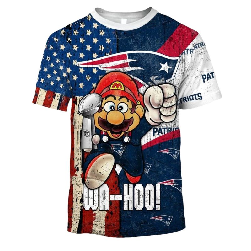 New England Patriots Super Mario Wa Hoo Aop T Shirt 1