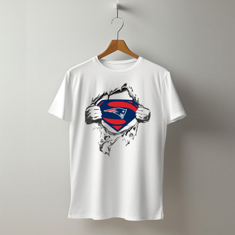 New England Patriots Superman Logo Rip T Shirt T Shirt 1