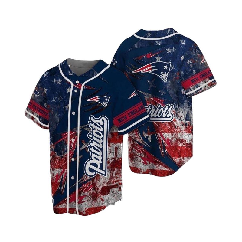 New England Patriots Symbol American Flag Blue Red Baseball Jersey 1