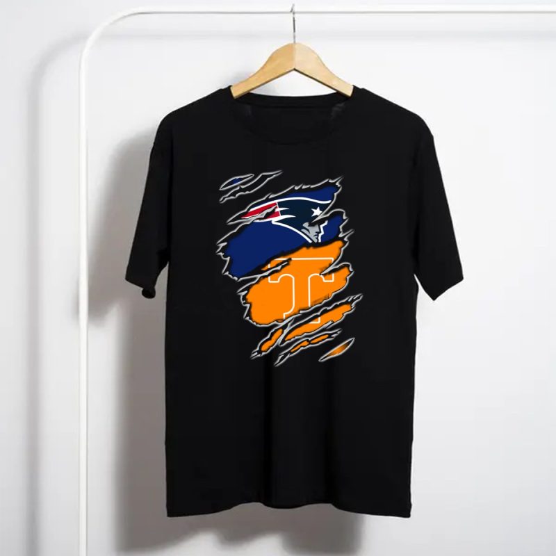 New England Patriots Tennessee Volunteers Ripped T Shirt T Shirt 1