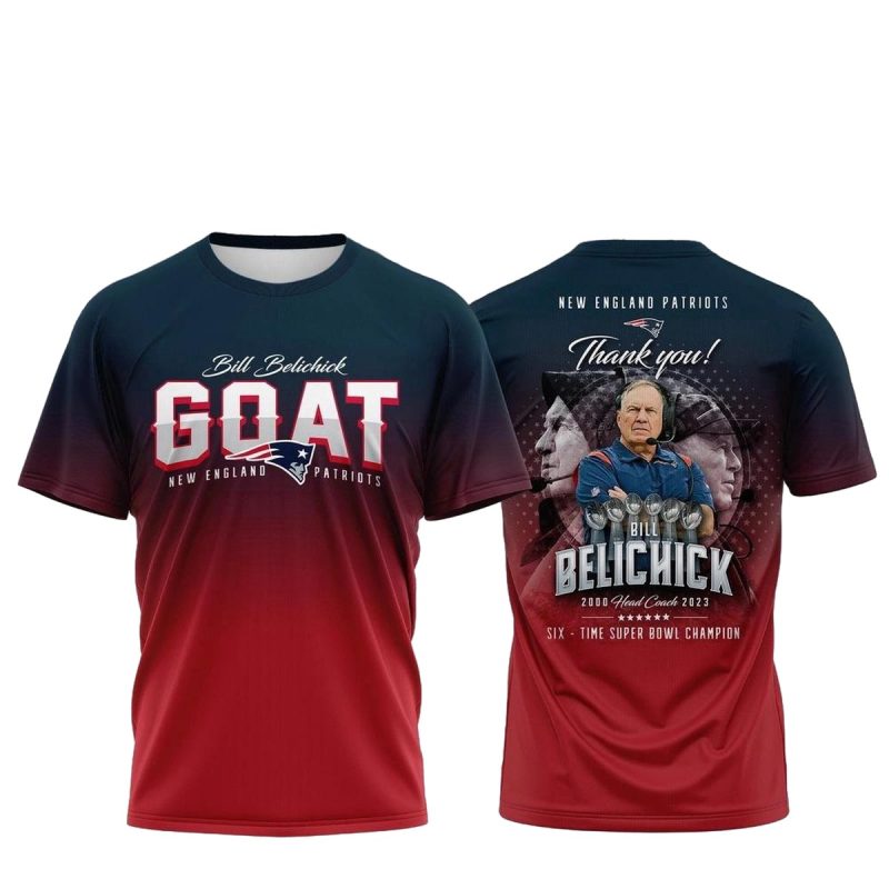 New England Patriots Thank You Coach Bill Belichick Aop T Shirt 1