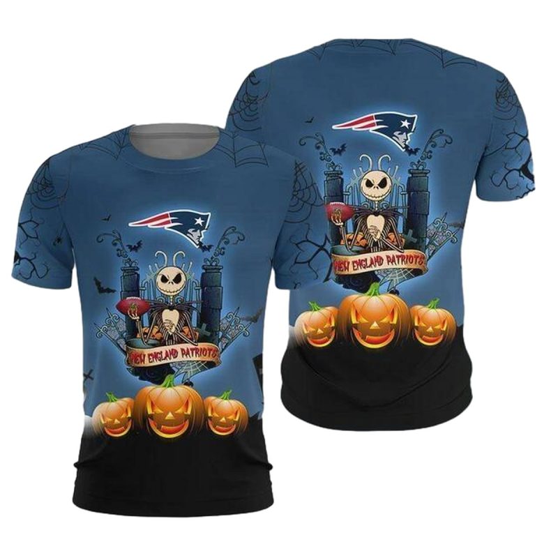 New England Patriots The Nightmare Before Christmas Jack Skellington Aop T Shirt 1
