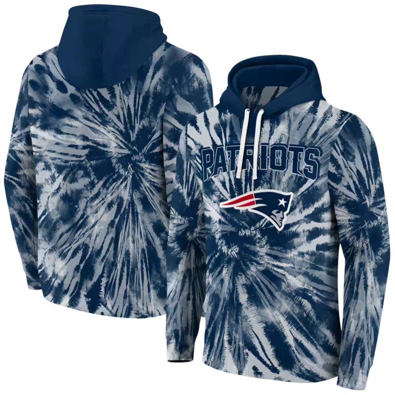 New England Patriots Tie Dye Pattern Blue Aop Hoodie 1