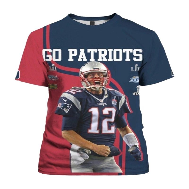 New England Patriots Tom Brady Go Patriots Aop T Shirt 1