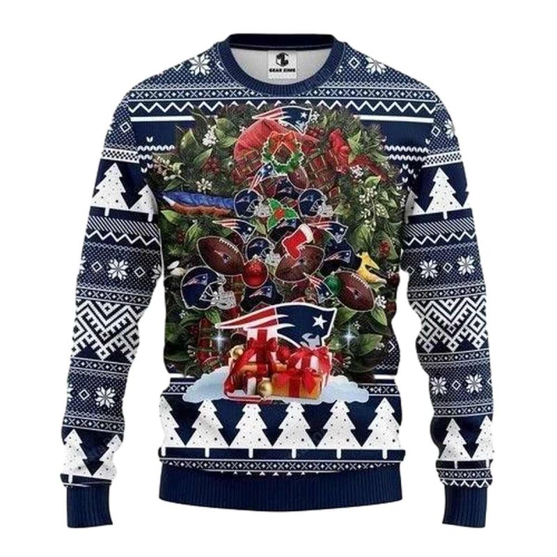 New England Patriots Tree Christmas Ugly Sweater 1