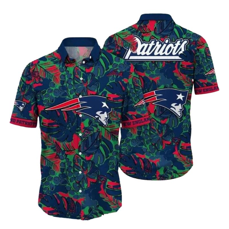 New England Patriots Tropical Blitz Exotic Leafy Showdown Style Hawaiian Shirt 1