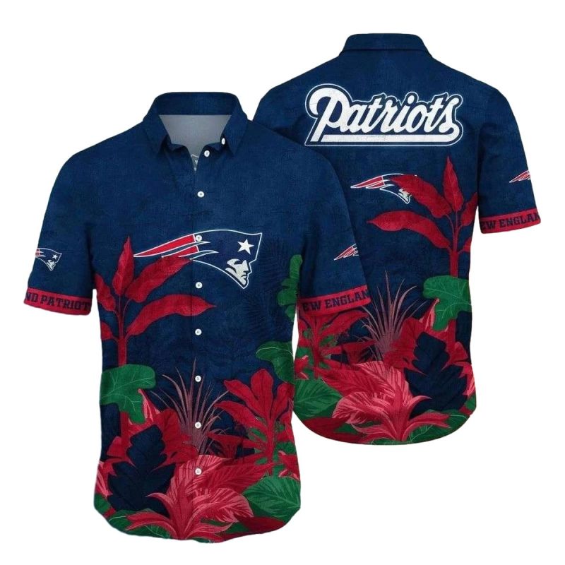 New England Patriots Tropical Foliage Hawaiian Shirt 1