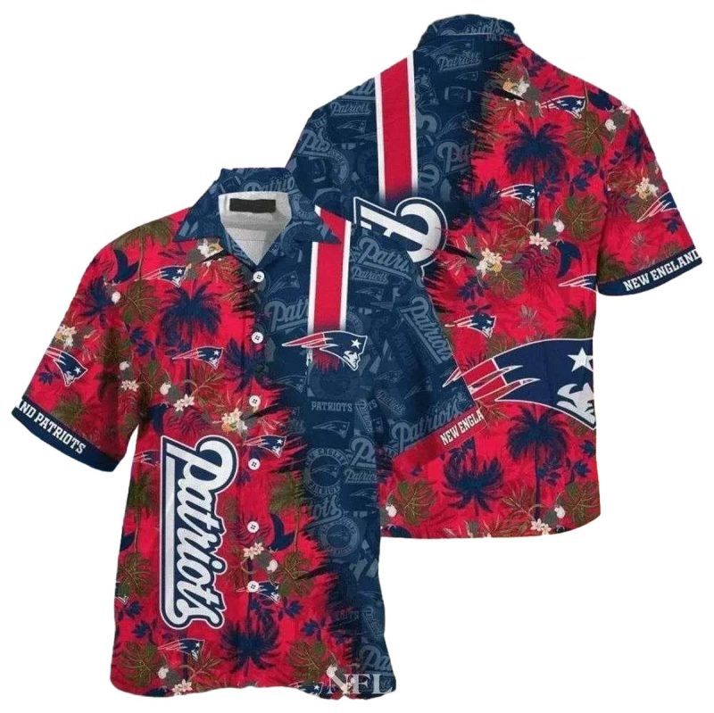 New England Patriots Tropical Navy Florals Hawaiian Shirt 1