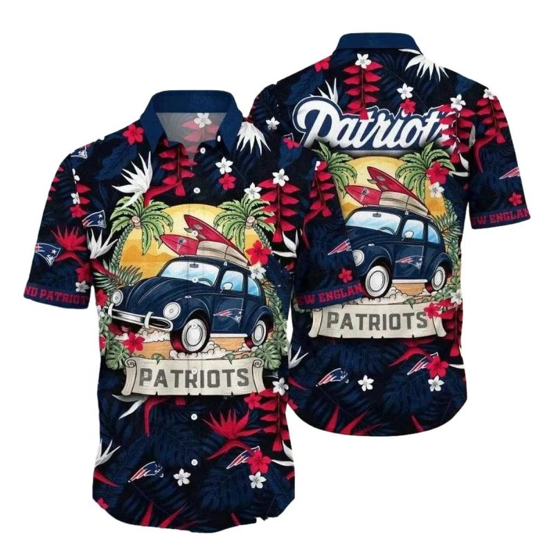 New England Patriots Vintage Car Tropical Escape Hawaiian Shirt 1