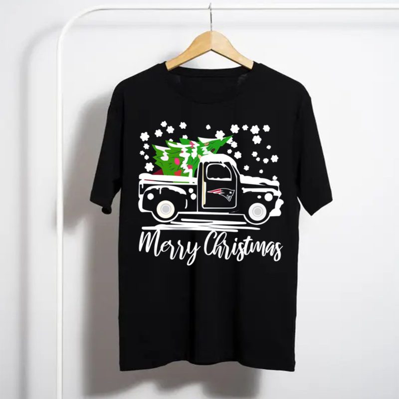 New England Patriots Vintage Truck Merry Christmas Snowflakes Tree T Shirt T Shirt 1