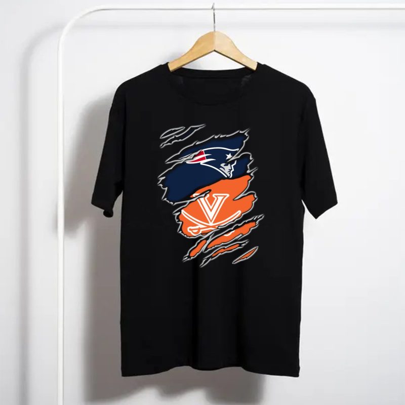 New England Patriots Virginia Cavaliers Crossover Fan T Shirt T Shirt 1