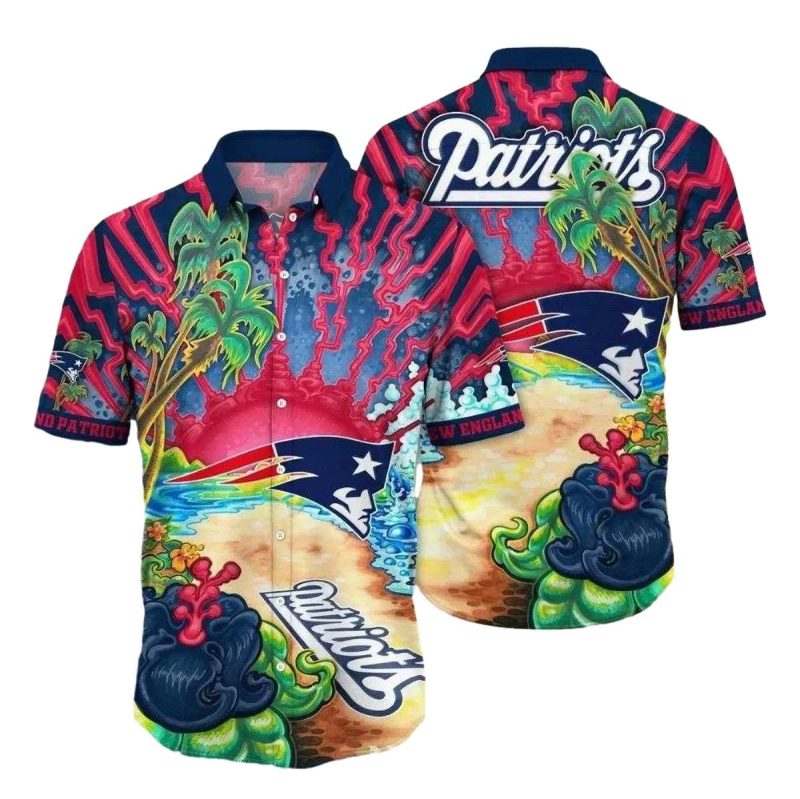 New England Patriots Volcanic Victory Patriots Island Heat Hawaiian Shirt 1