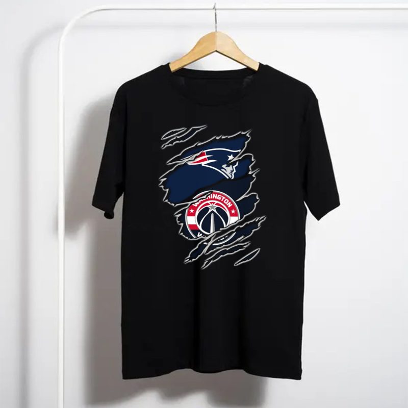 New England Patriots Washington Wizards Torn Logo Fan Crossover T Shirt T Shirt 1