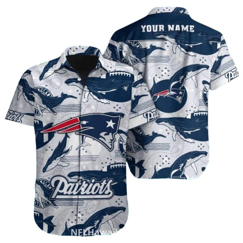 New England Patriots Whale Pattern Retro Hawaiian Shirt 1