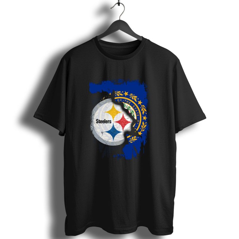 New Hampshire And Pittsburgh Steelers Emblem Fusion T Shirt 1 T Shirt 1