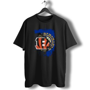 New Hampshire State Flag with Cincinnati Bengals Stripes T-Shirt
