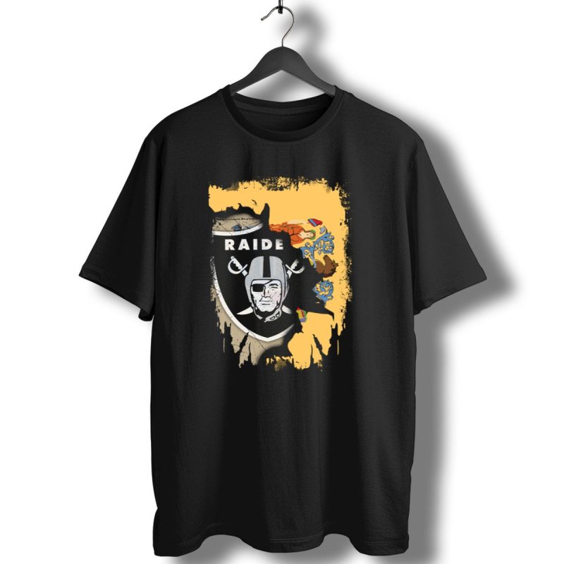 New Jersey Raiders Shield Over State Flag Elements T Shirt 1 T Shirt 1