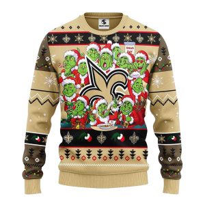 New Orleans Saints 12 Grinch Xmas Day Ugly Sweater