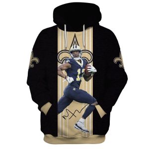 New Orleans Saints 13 Michael Thomas Jersey With Signature AOP Hoodie