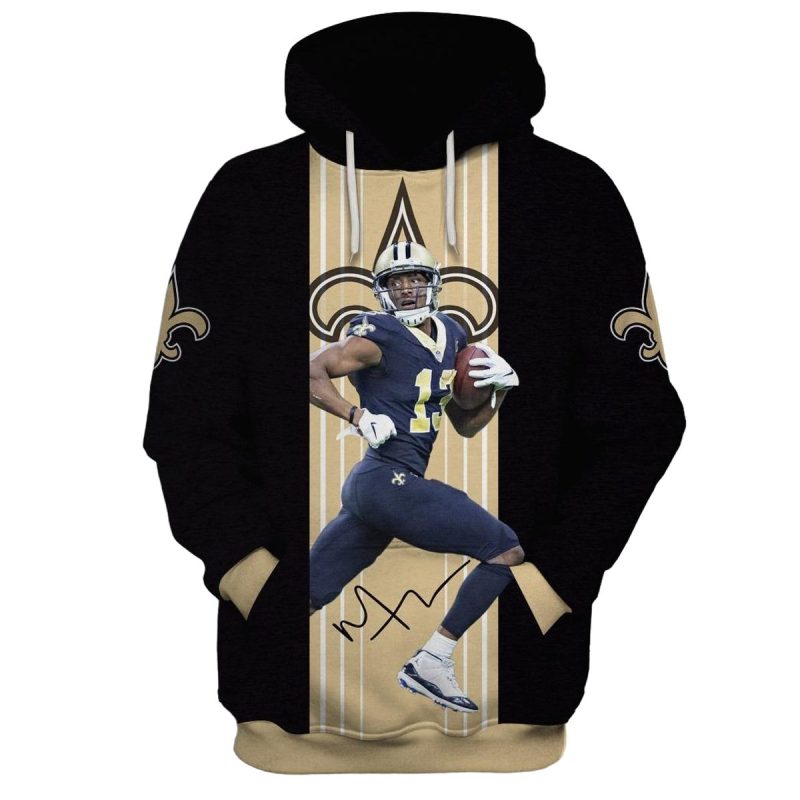 New Orleans Saints 13 Michael Thomas Jersey With Signature Aop Hoodie 1