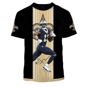 New Orleans Saints 13 Michael Thomas Jersey With Signature AOP T Shirt