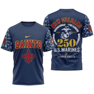 New Orleans Saints 250th Anniversary Of The United States Marine Corps AOP T Shirt