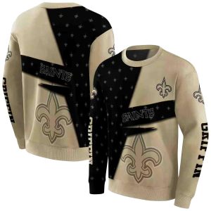 New Orleans Saints Abstract Shape Gold And Black AOP Sweatshirt