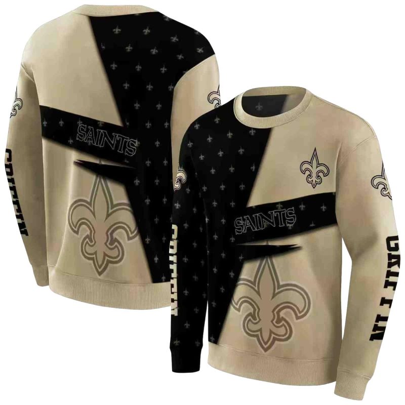 New Orleans Saints Abstract Shape Gold And Black Aop Sweatshirt 1
