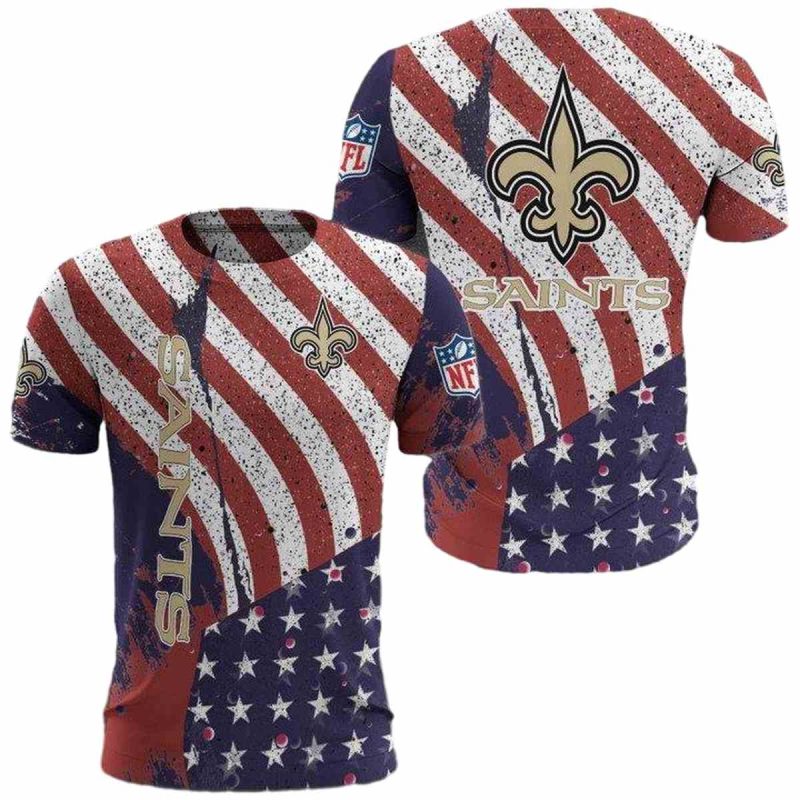 New Orleans Saints American Flag Vintage Aop T Shirt 1