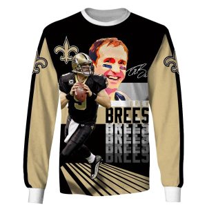 New Orleans Saints And Drew Brees Signature AOP Sweatshirt
